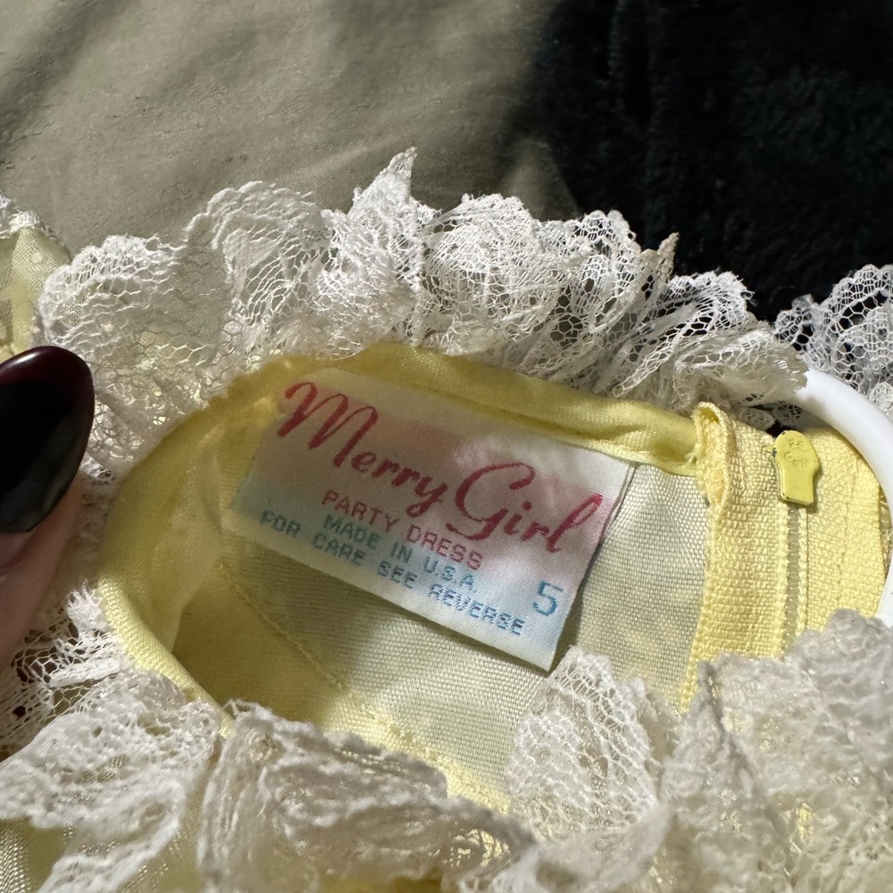 Vintage Yellow Lace Ruffle Dress - Picture 2 of 3